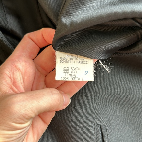 Karen Kane Vintage Wool Mock  Neck Fitted Blazer With Embroidery & Metal Buttons - Picture 11 of 13